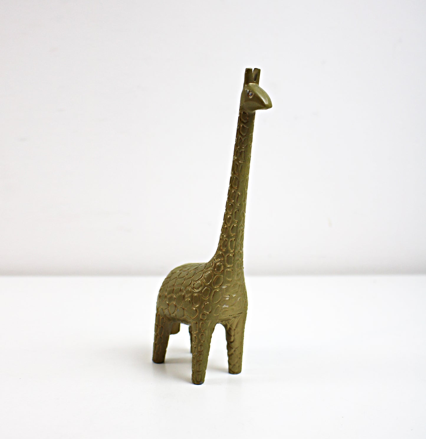 Preloved retro metal giraffe ornaments - tall orange or small bronze available