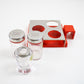 1970s Line+ABS RARE Abert containers in bright orange acrylic, glass and stainless steel 3 styles available