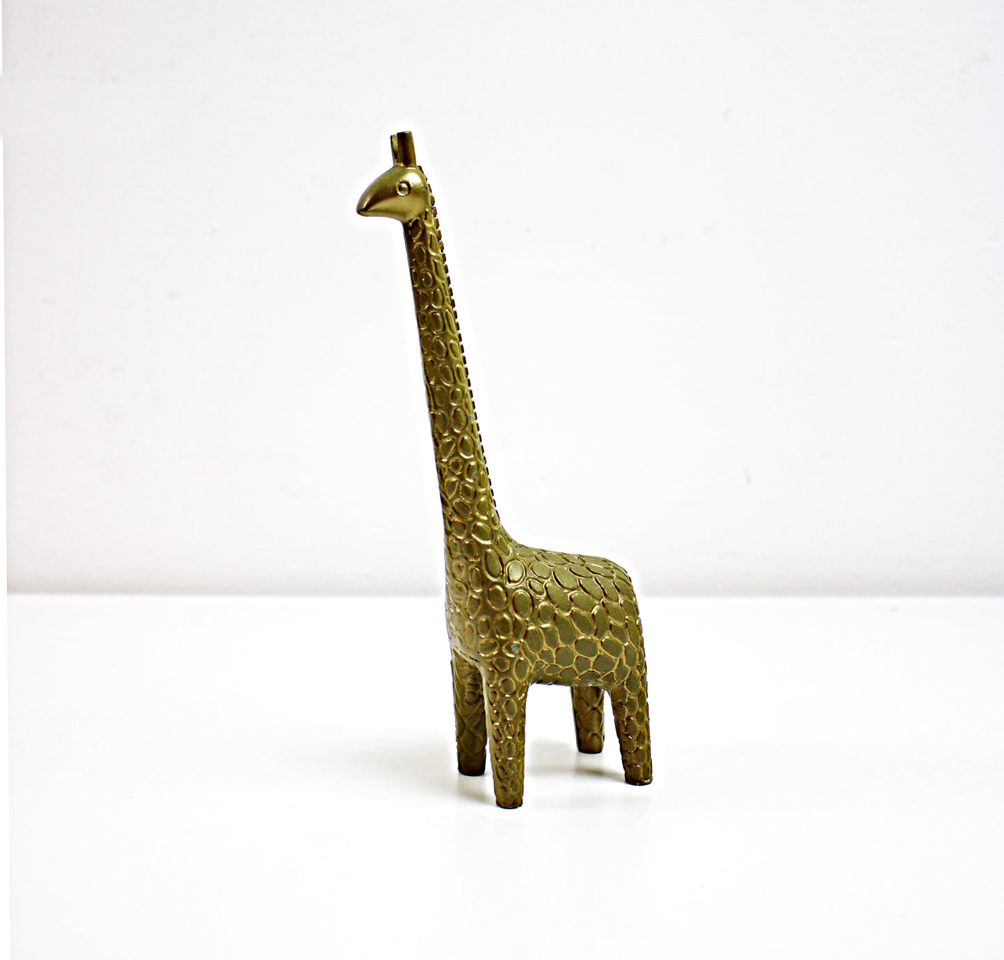 Preloved retro metal giraffe ornaments - tall orange or small bronze available