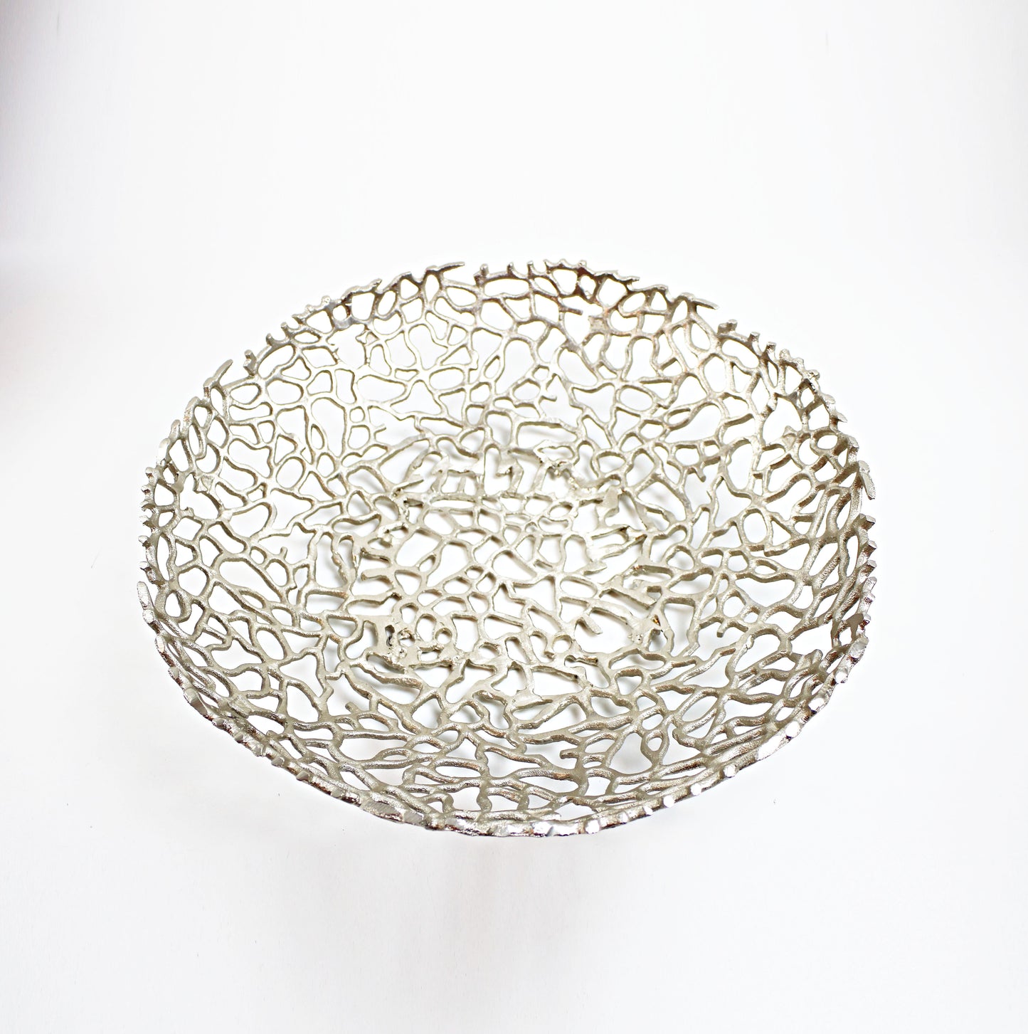 Preloved coral effect fruit platter in silver aluminium