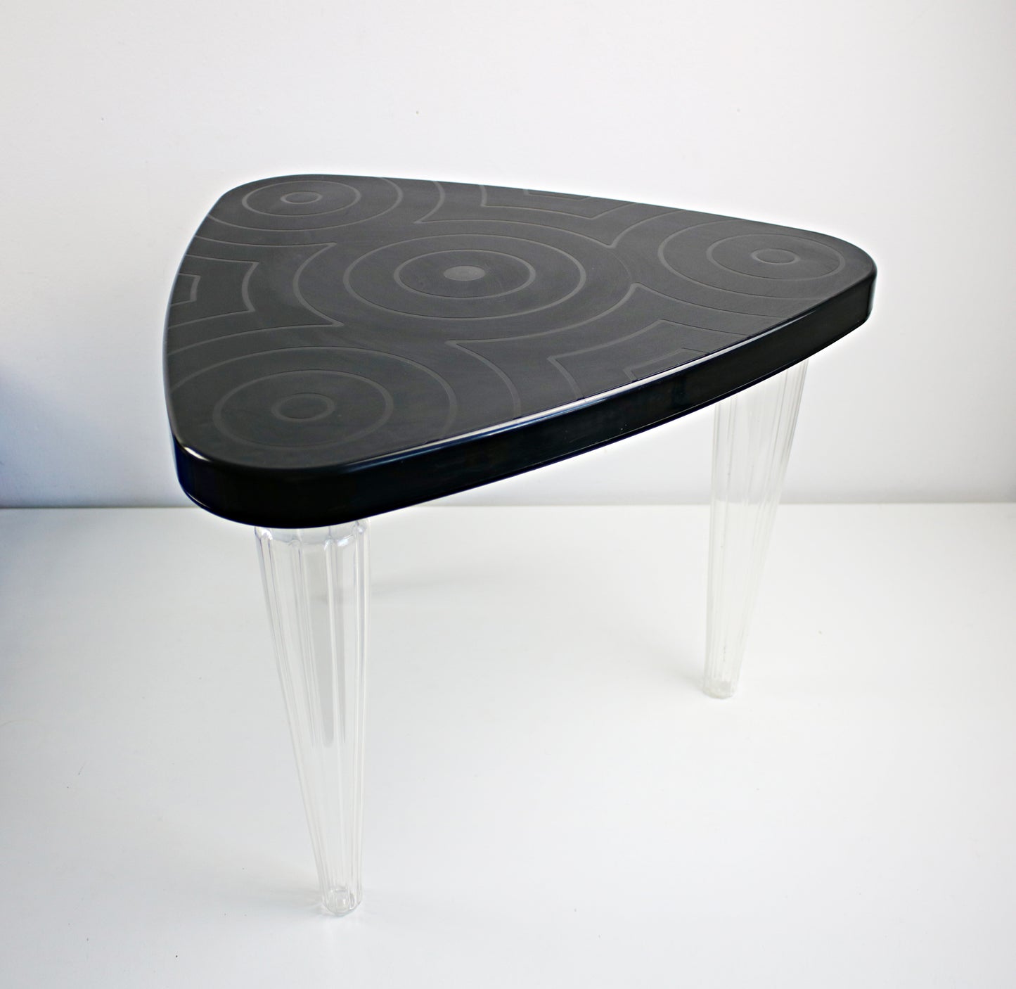 black and clear plastic postmodern side table by maria vinka for ikea 2007