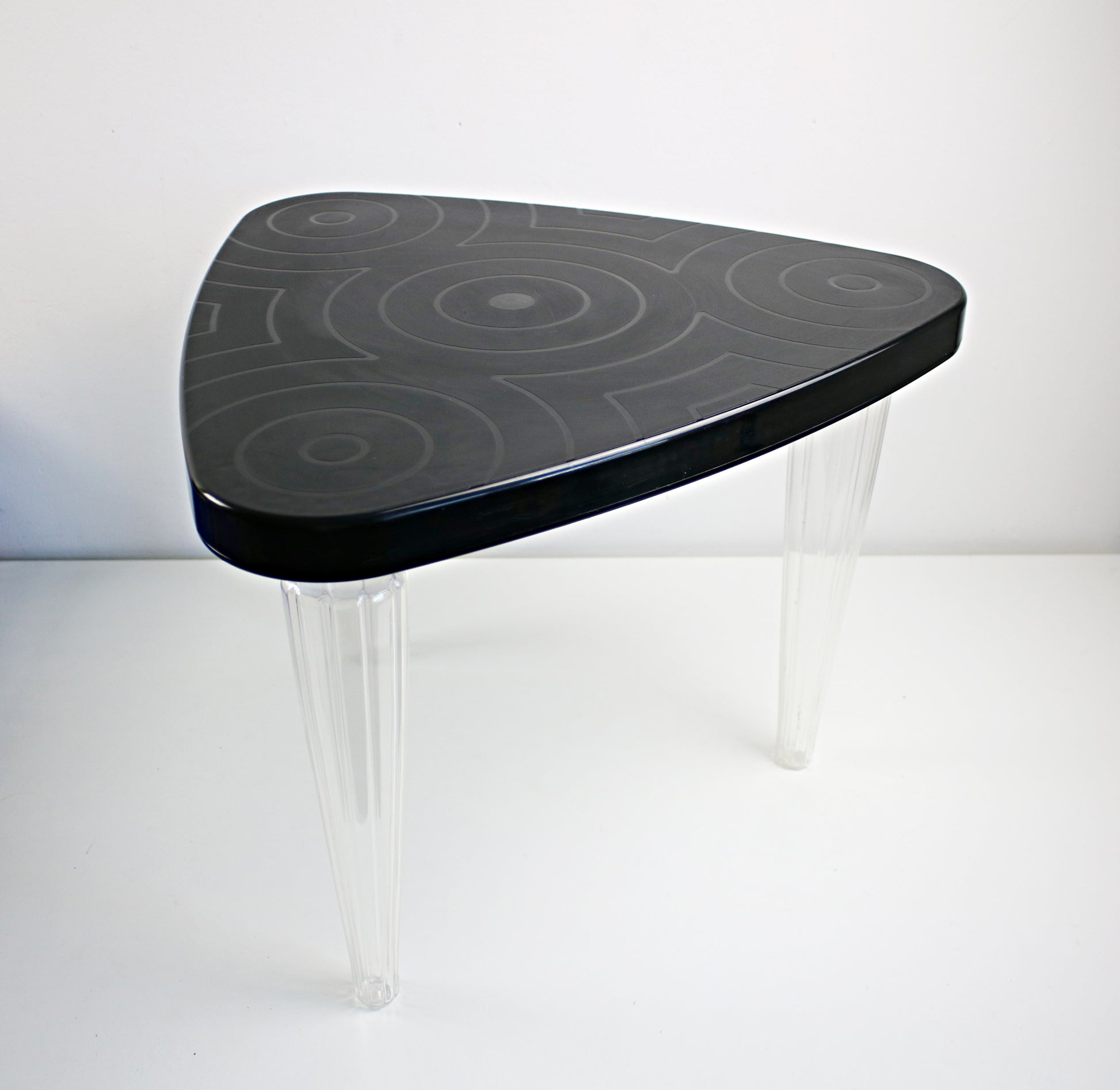 black and clear plastic postmodern side table by maria vinka for ikea 2007