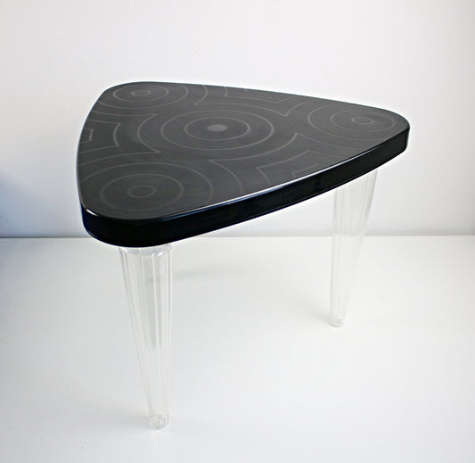 black and clear plastic postmodern side table by maria vinka for ikea 2007