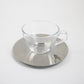 Set of 6 preloved Bodum glass teacups large coffee cups with stainless steel saucers