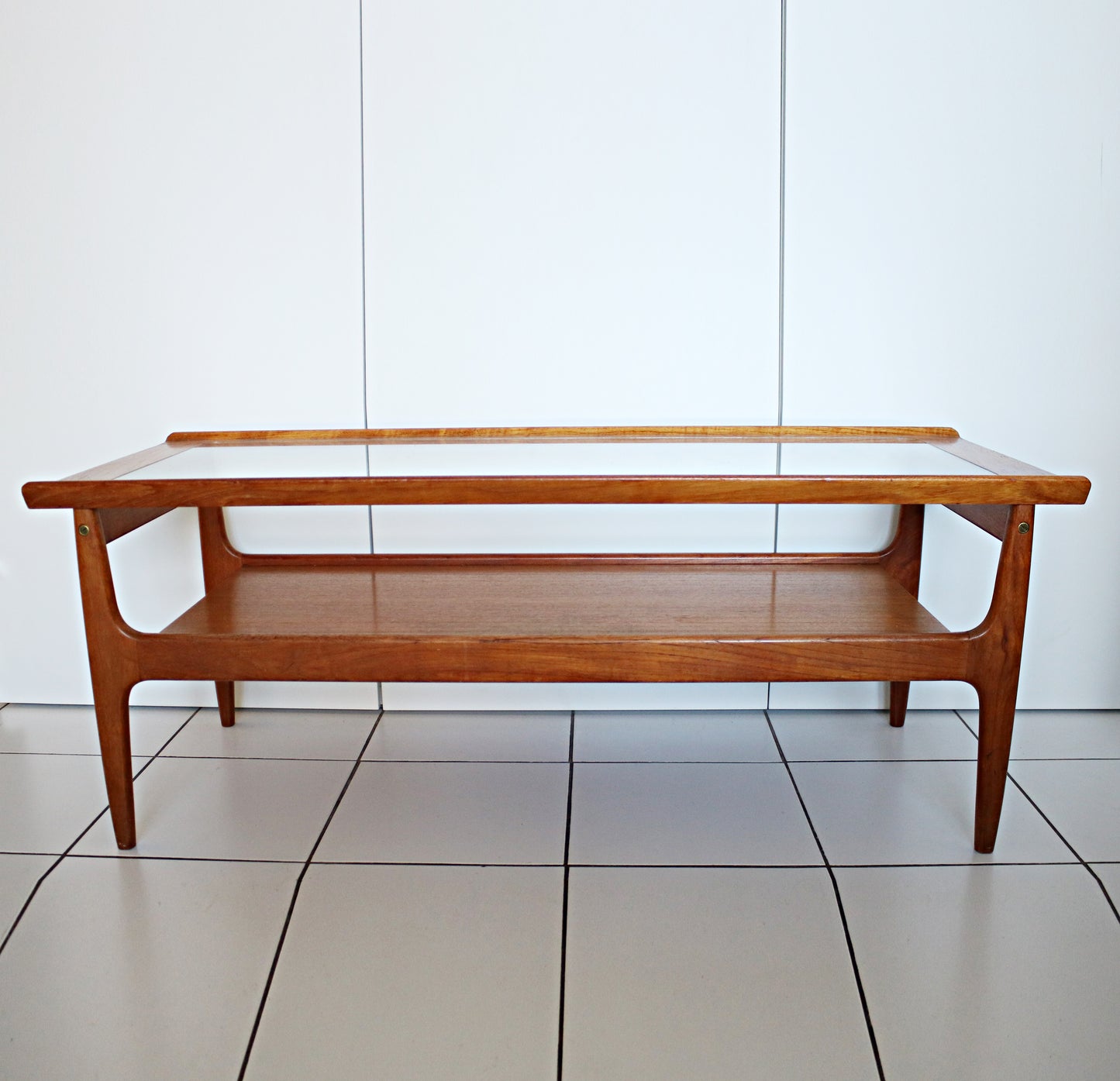 RESERVED RC - mid century glass top coffee table, jens quistgard tray, 1980s cocktail glasses
