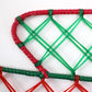 Vintage Italian atomic coat rack / hooks in metal with scoubidou plastic string in red and green