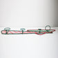 Vintage Italian atomic coat rack / hooks in metal with scoubidou plastic string in red and green