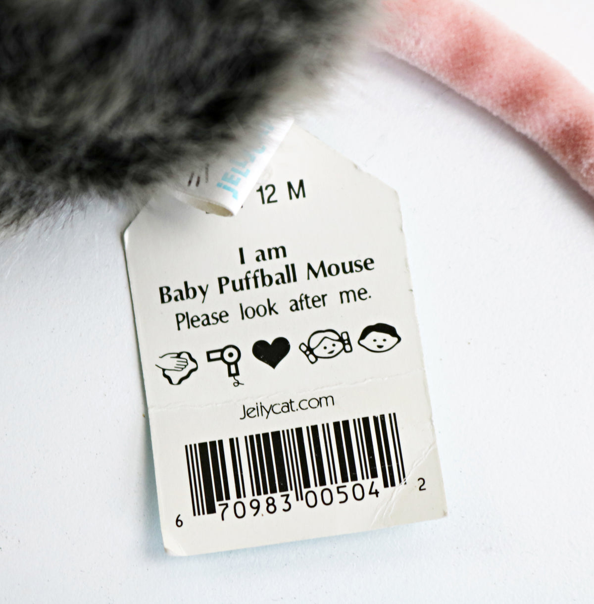 Vintage Jellycat Baby Puffball Mouse unused with tag 2000 retired