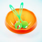 1990s post modern acrylic serving bowl in Satinato Orange - Lollipop range by Guzzini Italy. Unused stock