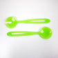 1990s post modern acrylic salad servers in Satinato Green - Lollipop range by Guzzini Italy. Unused stock
