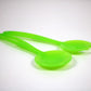 1990s post modern acrylic salad servers in Satinato Green - Lollipop range by Guzzini Italy. Unused stock