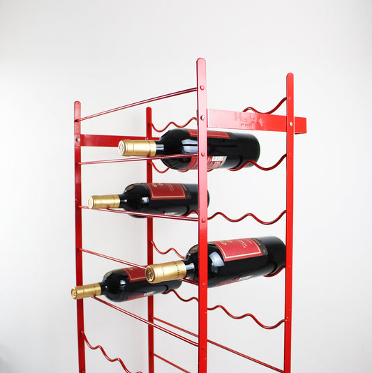 Original 1980s red metal wire wine rack by Herby for Habitat