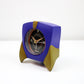 Memphis inspired postmodern mantle clock in purple and gold by Timestone Longford Design