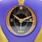 Memphis inspired postmodern mantle clock in purple and gold by Timestone Longford Design