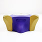 Memphis inspired postmodern mantle clock in purple and gold by Timestone Longford Design