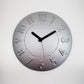 Rare Y2K space age wall clock by Angletti E Ruzza for Guzzini Time 2 Go acrylic wall clock in silver grey - space age aesthetic