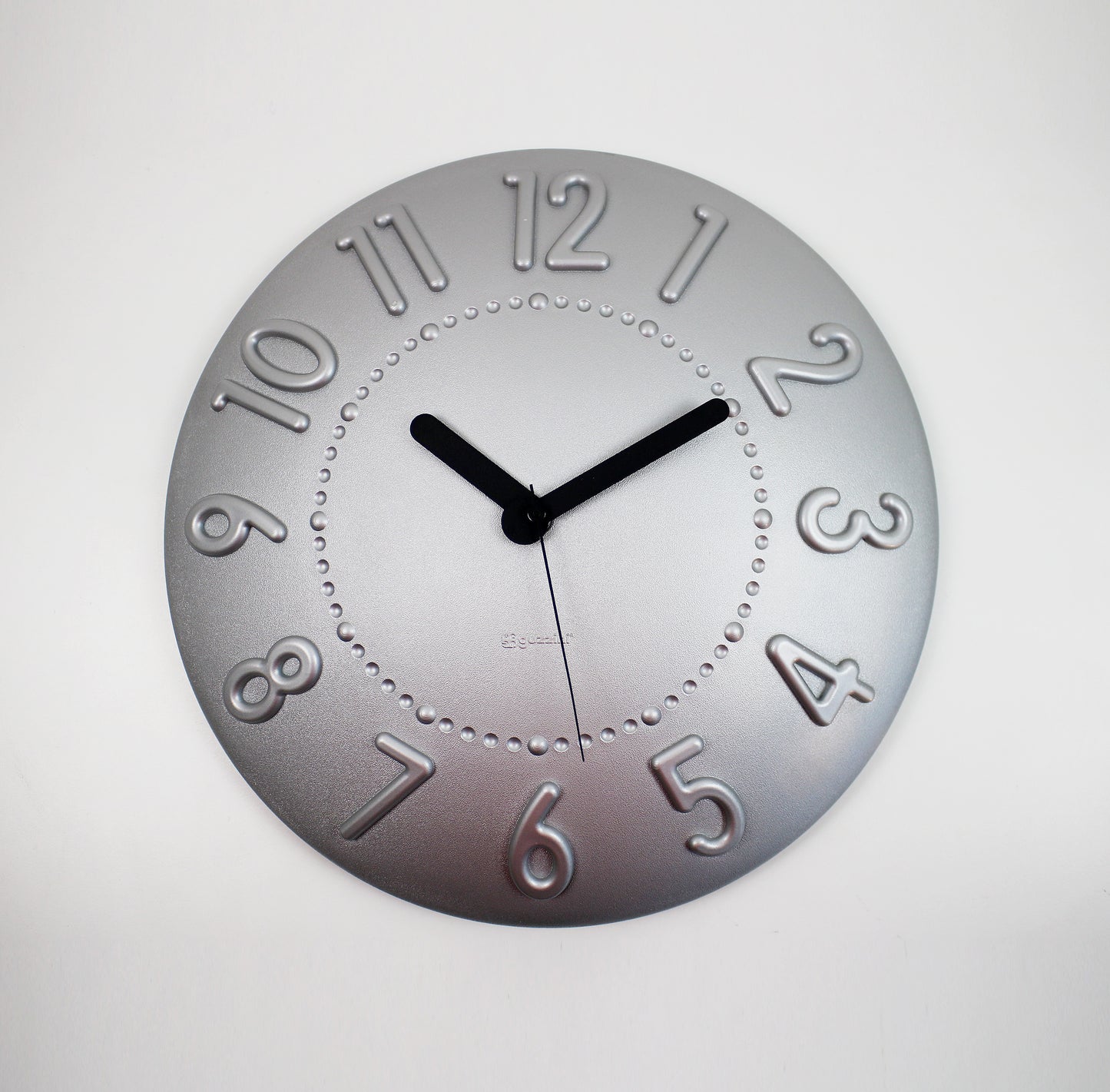 Rare Y2K space age wall clock by Angletti E Ruzza for Guzzini Time 2 Go acrylic wall clock in silver grey - space age aesthetic