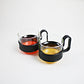 Pairs of modernist Pyrex Brasilia - glass and plastic cups - black and orange or black and yellow