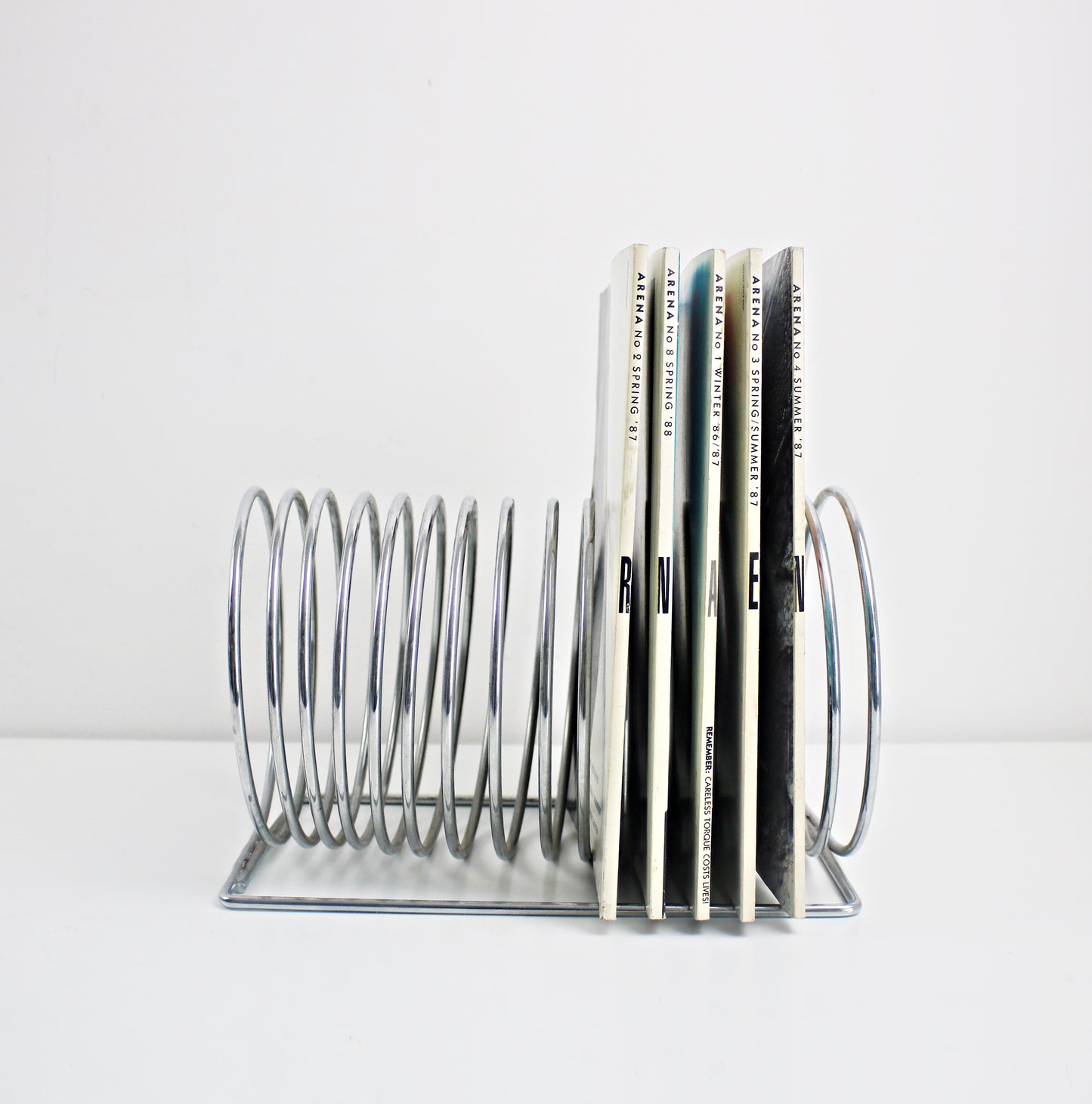 Kontarek space age modernist spiral coil record rack in chrome - rare item