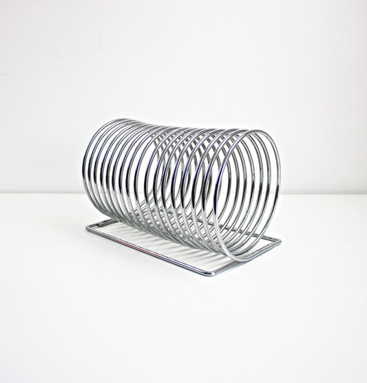 Kontarek space age modernist spiral coil record rack in chrome - rare item