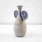 Memphis style studio pottery vase with blue spiral handles signed