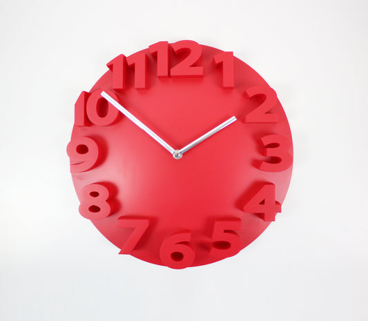 Preloved John Lewis pressed red plastic wall clock - quartz movement