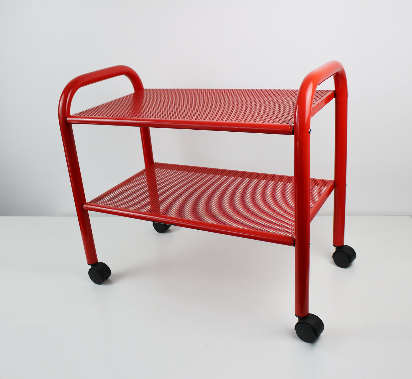 Conran for Habitat 1980s trolley in red perforated metal