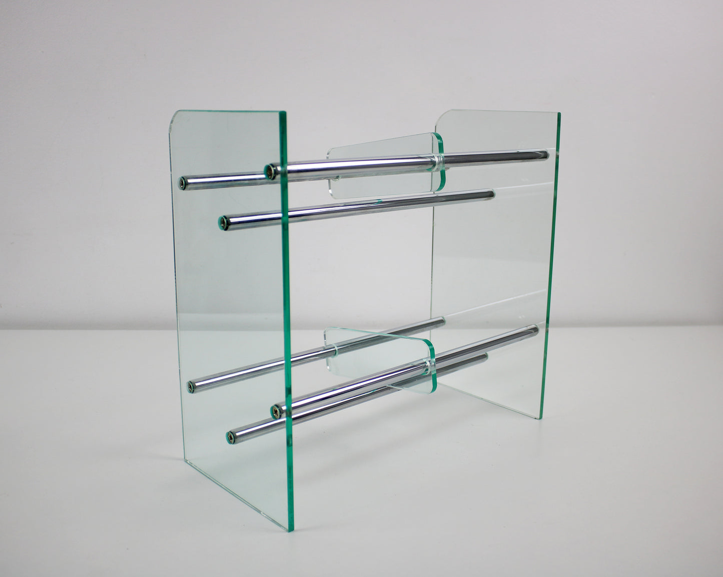 Lucite and chrome preloved CD storage rack