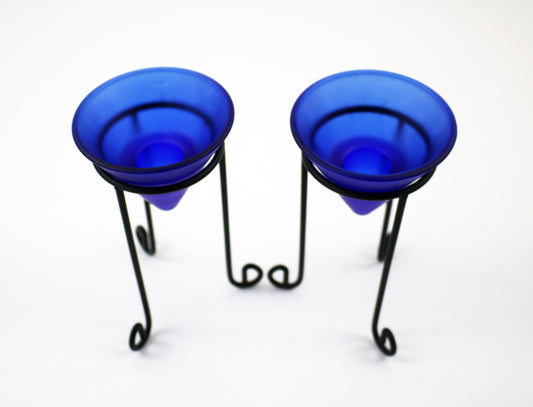 Pair of post modern 1995 tealight and candle holders - Skovbo by IKEA