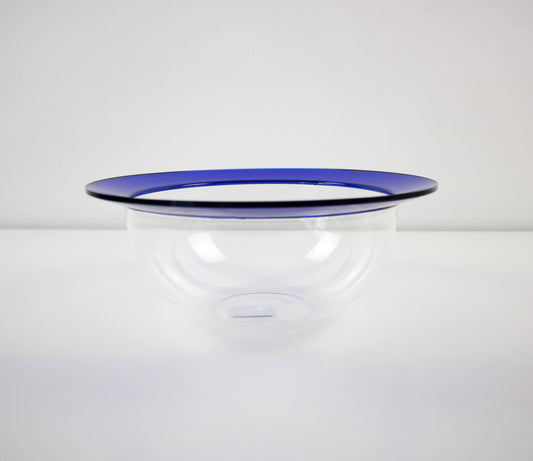 Ninfea clear and blue acrylic salad serving bowl by Guzzini Italy 1990s
