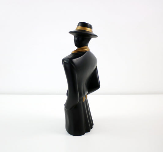 Figurine statuette in black and gold 1980s post modern art deco revival