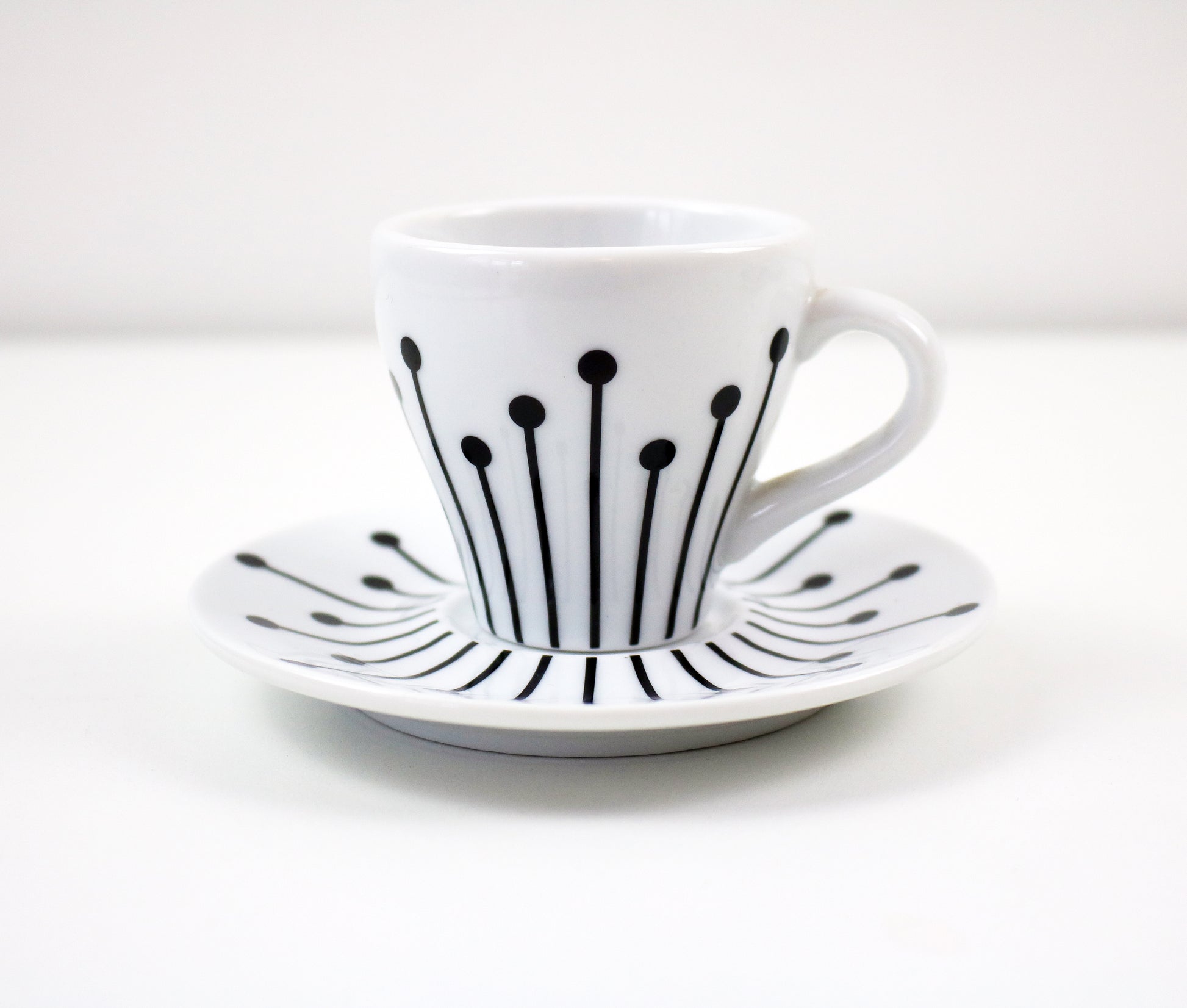 Contemporary Bodum Black and White Espresso Cups and Saucers- 8