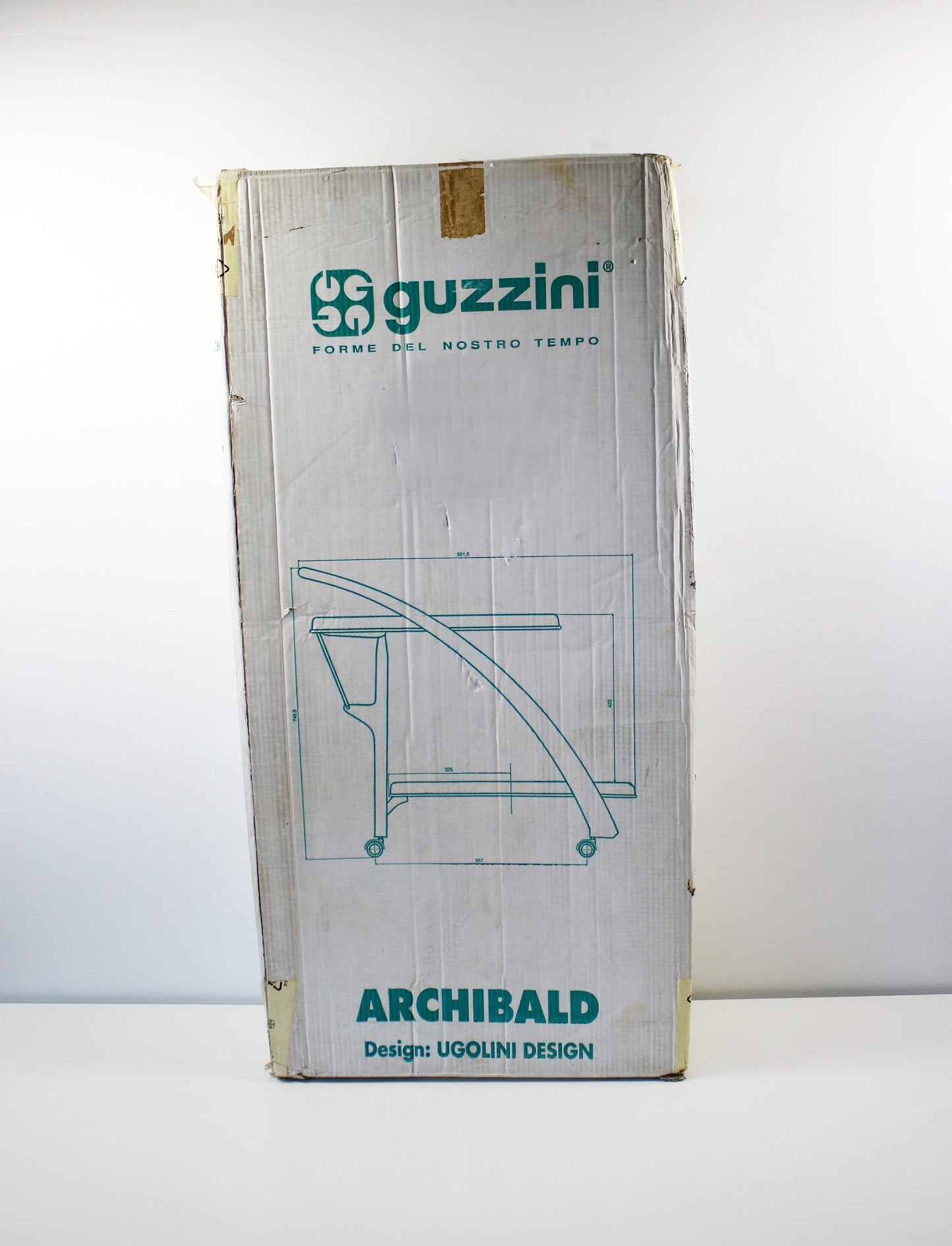 1994 bar cart / trolley by Ugolini Design for Guzzini - Italian white plastic unused stock