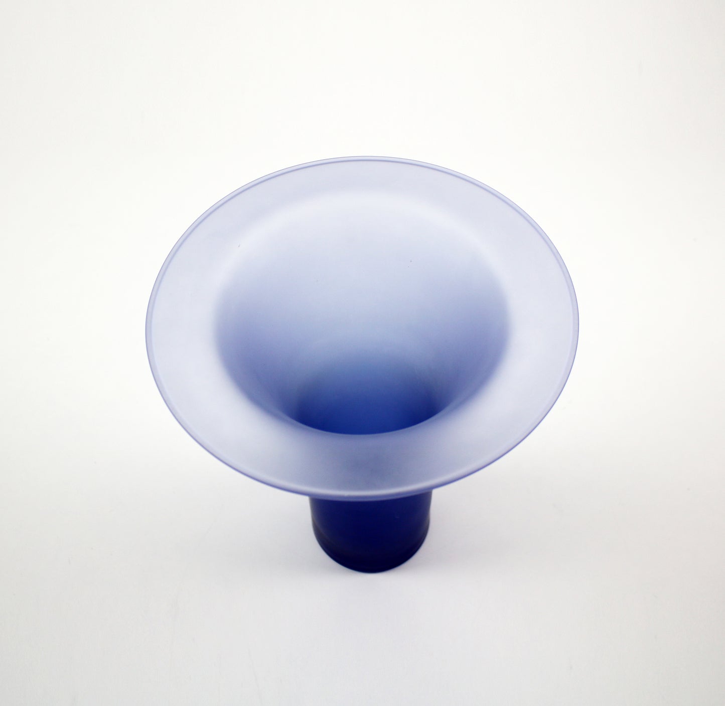 Satin frosted blue glass trumpet vase - 24cm