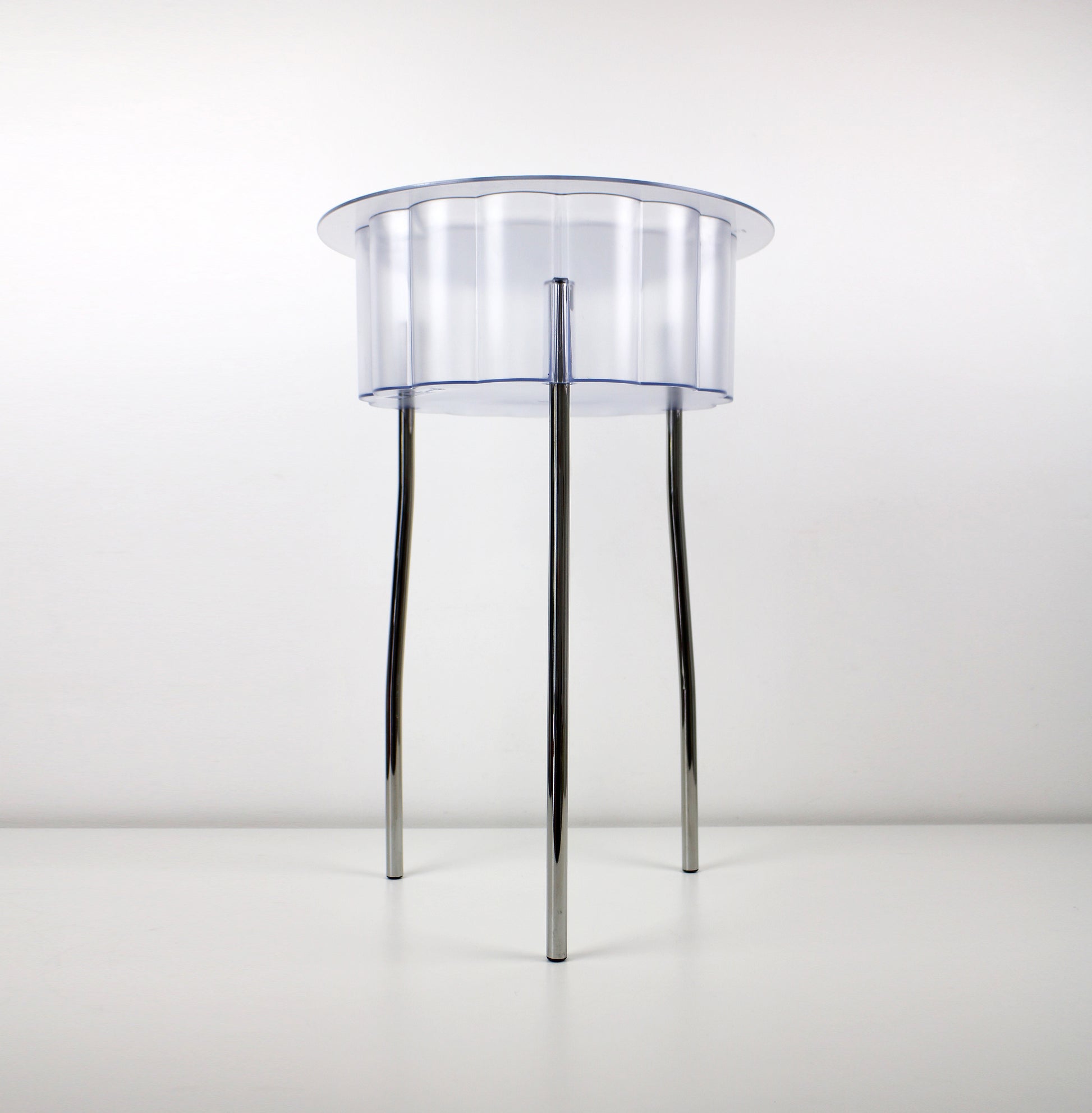 Ehlen Johansson for IKEA Hatten clear acrylic and metal side table with tray