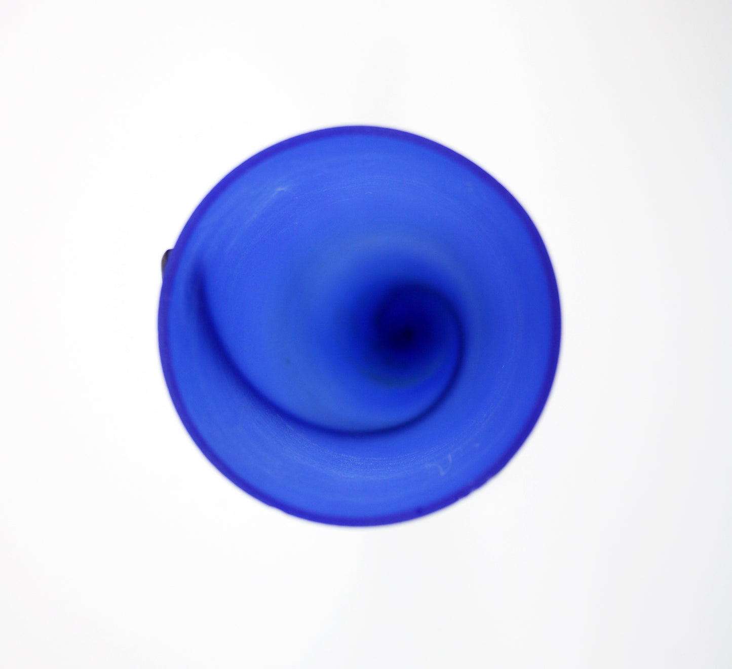 Deep blue glass cone vase in metal spiral holder - 24cm