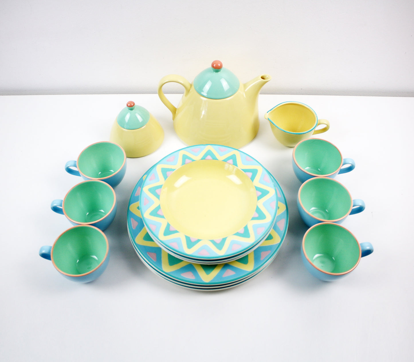 Post modern Italian ceramic tea service by Pagnossin