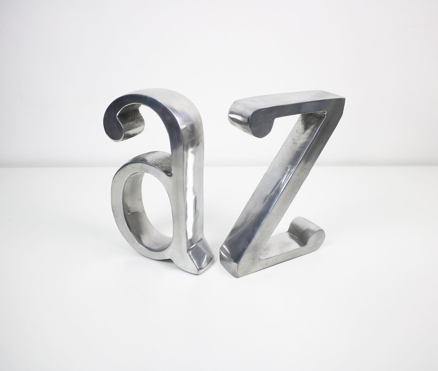 Vintage large A to Z bookends - polished