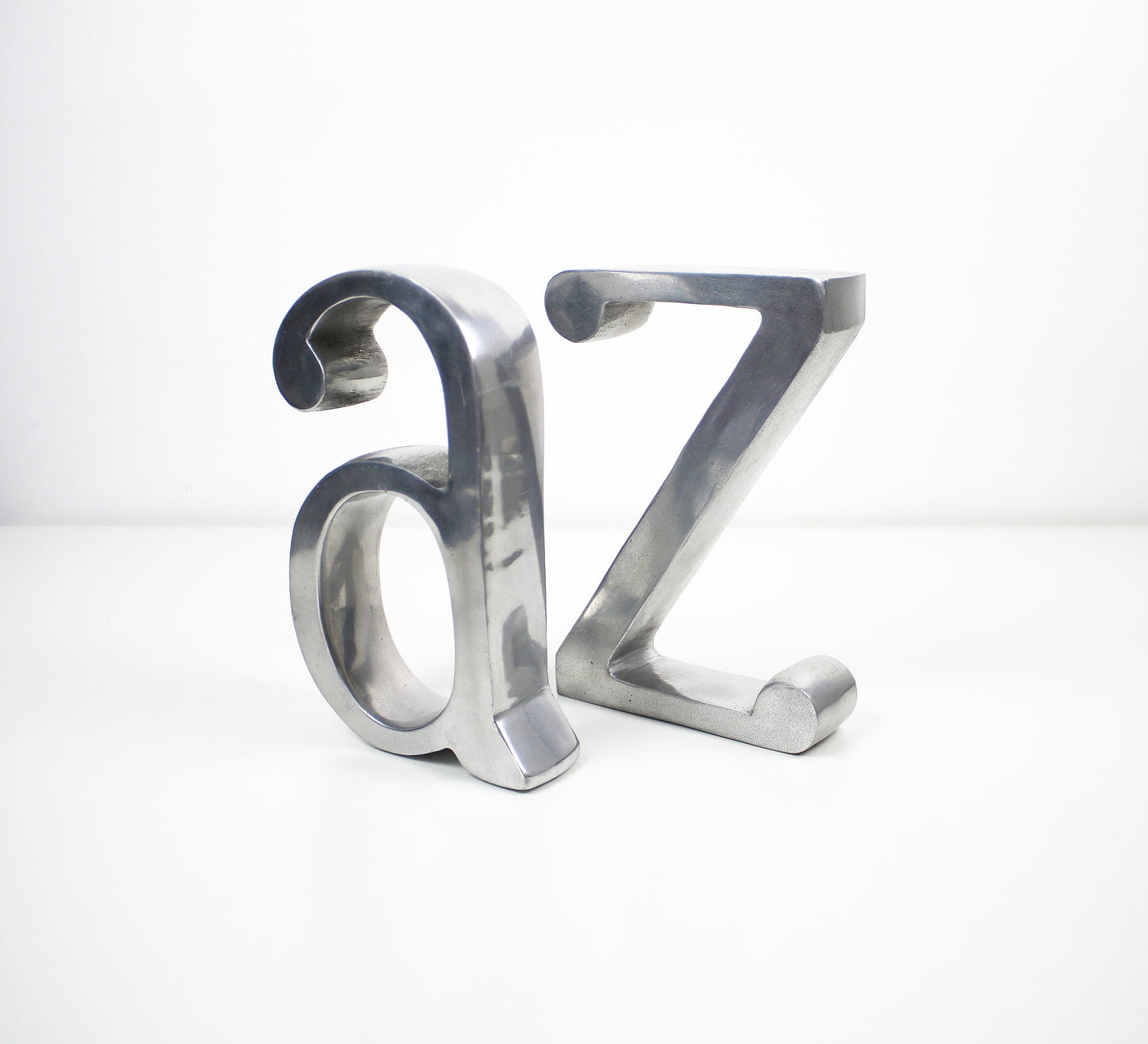 Vintage large A to Z bookends - polished