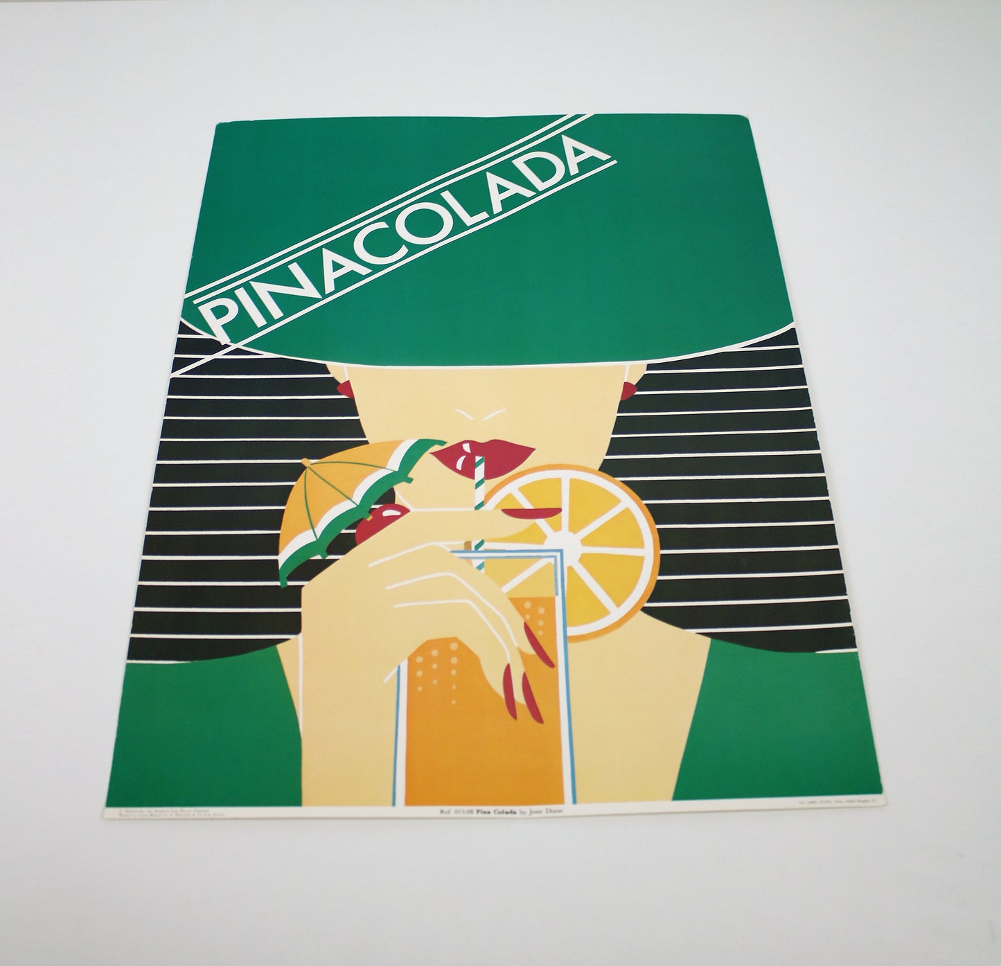 1980s Cocktail print poster by Josie Diane - Pina Colada