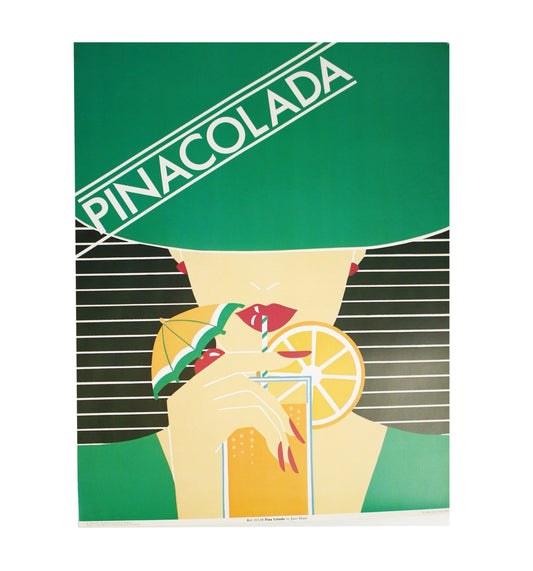 1980s Cocktail print poster by Josie Diane - Pina Colada