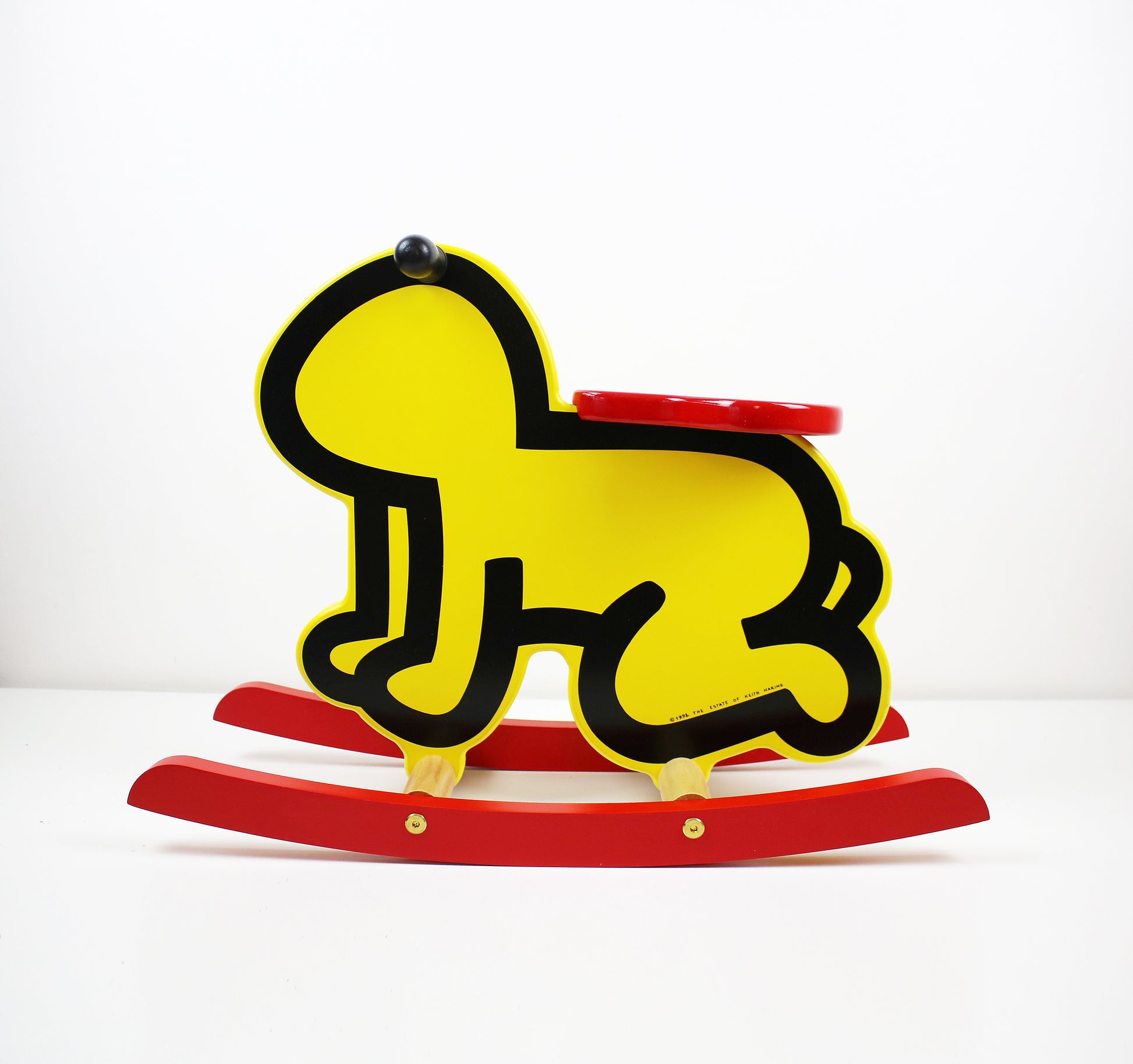 keith haring radiant baby rocker by Vilac France 1990s vintage item rare yellow version colour