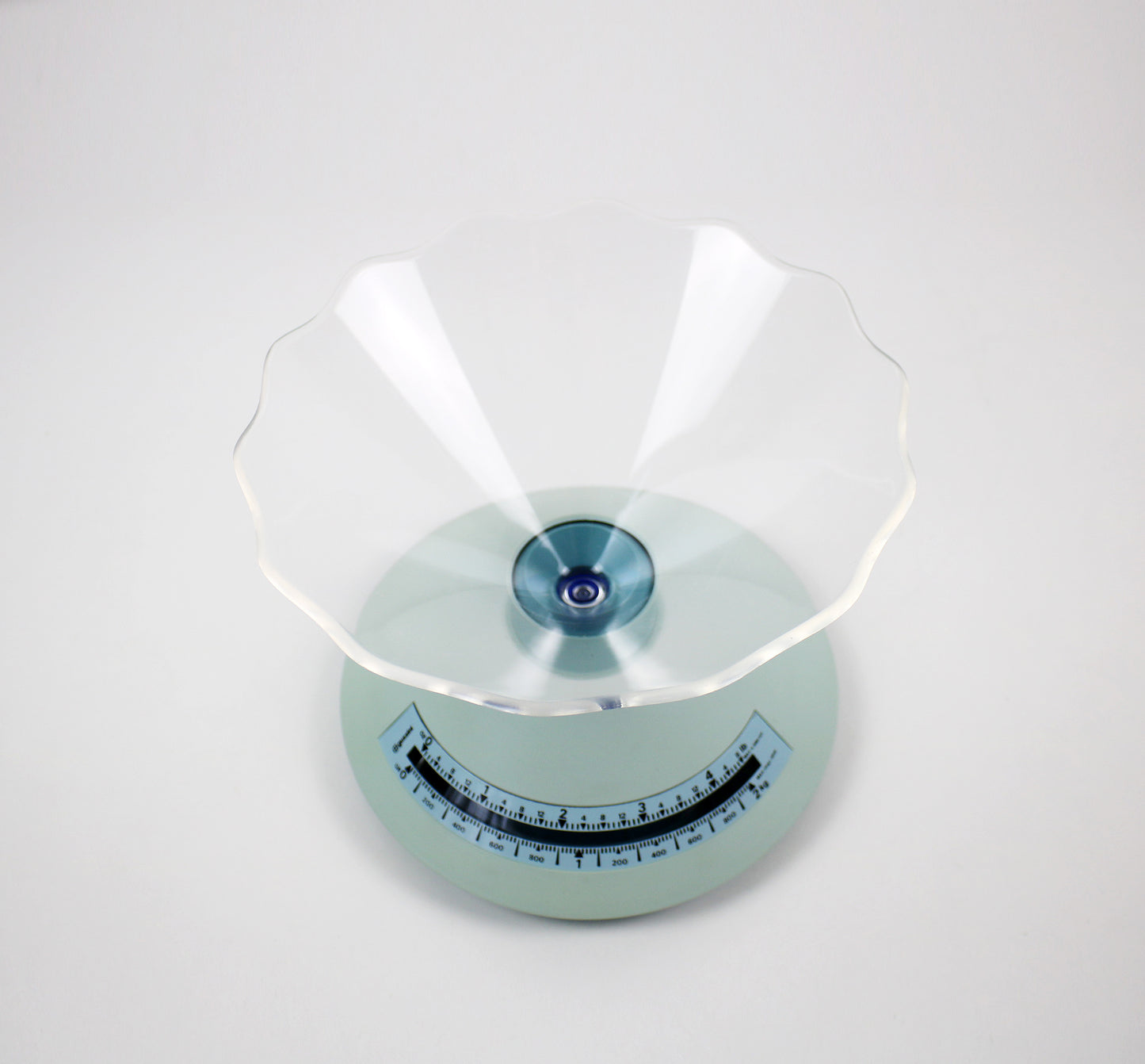 Ennio Pasini for Guzzini postmodern Dolly kitchen scales in pale blue acrylic
