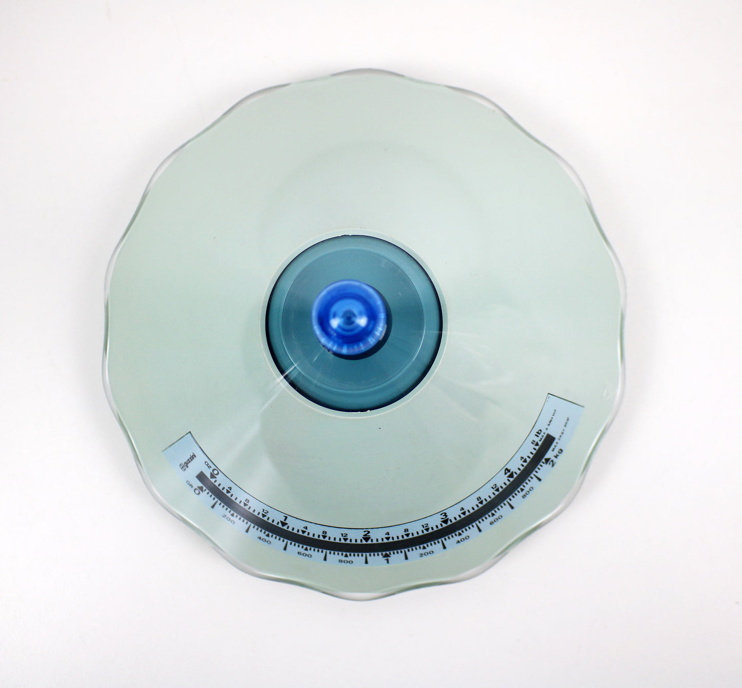 Ennio Pasini for Guzzini postmodern Dolly kitchen scales in pale blue acrylic