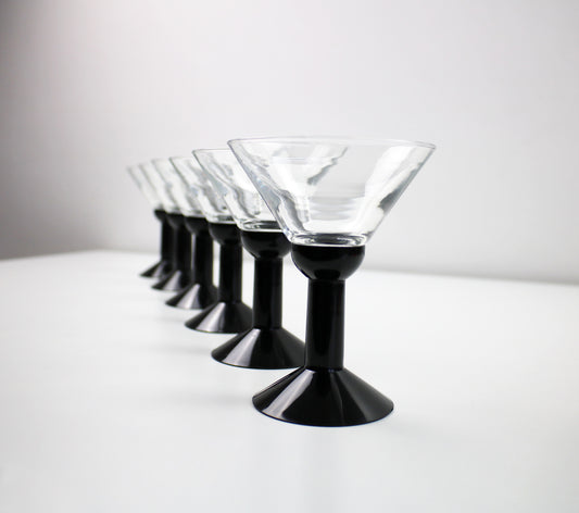 bodum oktett martini cocktail glasses in glass and black plastic postmodern design