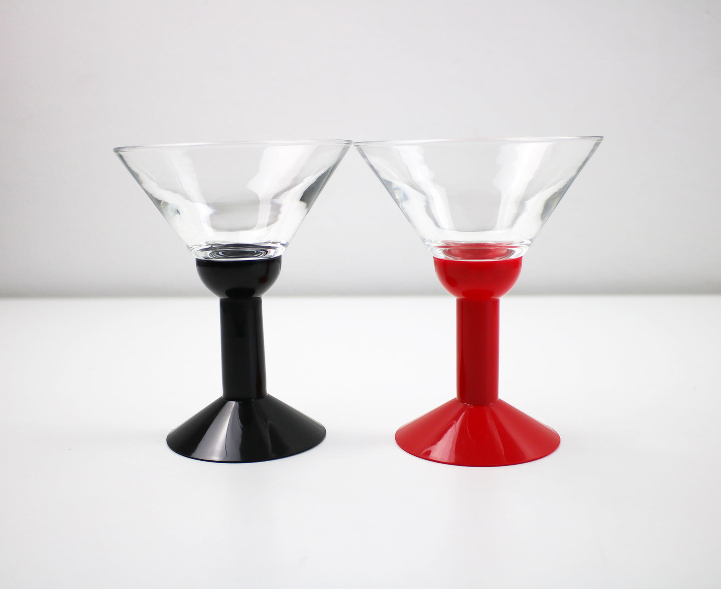 C Jørgensen for Bodum - Pairs of 1980s Oktett glass and plastic martini cocktail glasses