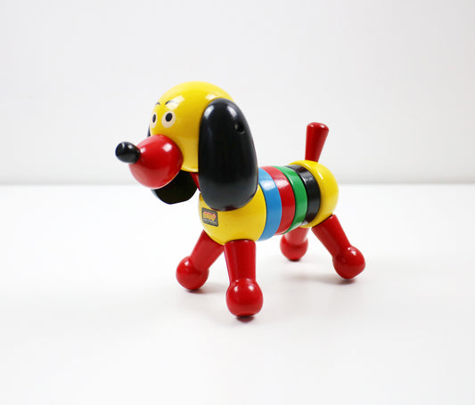 1970s colourful wooden dog collectible Puck toy by Brio Sweden