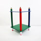 Postmodern wooden pencil shelf unit - 2 tier small - bedside / lamp table