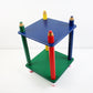 Postmodern wooden pencil shelf unit - 2 tier small - bedside / lamp table